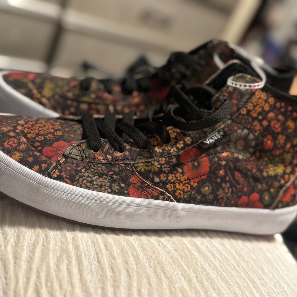 Vans Floral High-Top Sneakers - Black, Red, Green